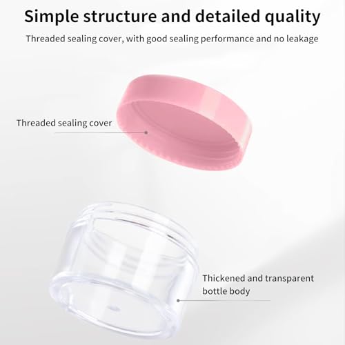 12 Pcs 15ml/0.5oz Small Travel Containers, 4 Pcs Makeup Spatula, Clear Plastic Cosmetic Jar Refillable Roun for Lotion Cream Products Sample Bottles, Plastic with Screw on Lid Container (pink) - color: pink