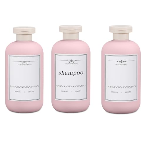6.8oz Travel Bottles for Toiletries, Empty Plastic Squeeze Bottles with Flip Cap, Lotion Container for Toiletries Travel Size Shampoo and Conditioner (3 pack, pink) - color: Pink, size: 6.8 oz