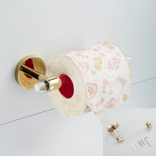 SHUNLI Bathroom Accessories Hardware Set 4 Pieces Wall Mounted,Towel Rack+Hand Towel Holder+Toilet Paper Holder+Hook,Brass and Acrylic,Gold Towel Bar Set - size: 4-Piece (40cm Towel Bar)