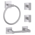 Towel Ring Set 4 Piece Bathroom Hardware Set Includes Towel Ring 2 Towel Hooks and Toilet Paper Holder Stainless Steel Wall Mounted (Brushed Nickel) - color: Brushed Nickel, size: Set D