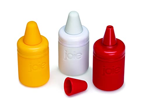 Joie Condiment Mini Squeeze Bottles with Nozzle Caps, Ideal for Ketchup, Mustard, Mayo and More, Set of 3