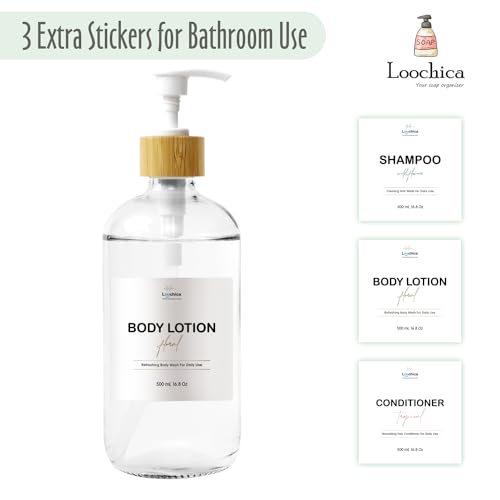 LOOCHICA Clear Glass Soap Bottle - Hands Free Dispenser for Kitchen or Bathroom - color: C07-clear-hands