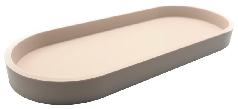Premium 12” x 5” Silicone Vanity Tray | Sink and Surface Organizer with Sturdy Non-Slip Base | Heat Safe, Dishwasher Safe (Sand Dollar) - color: Sand Dollar