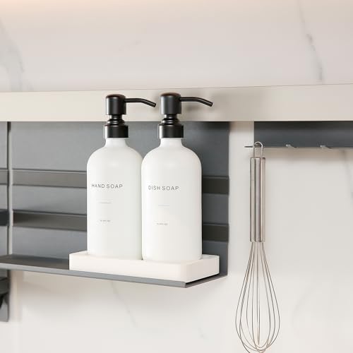 Prus Waso Kitchen Soap Dispenser Set, White Soap Dispenser with Black Stainless Steel Pump, Perfect for Modern Kitchen Decor. (White) - color: White Bottle & Black Pump