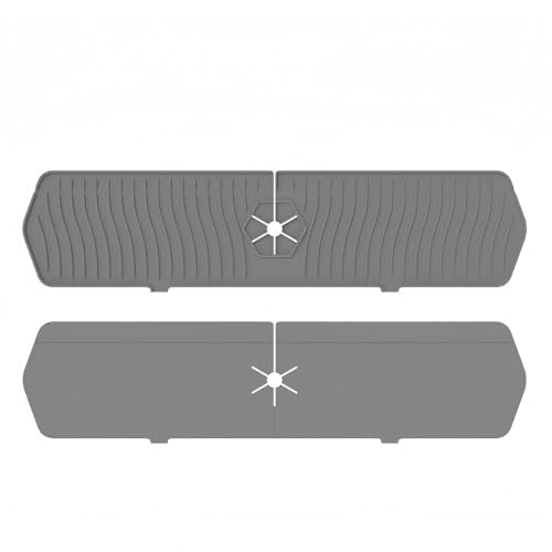 Super-Long Silicone Sink Tray, Faucet Liquid Collection pad, Table top Protection pad for Kitchen and Bathroom. (Grey) - color: Medium Gray