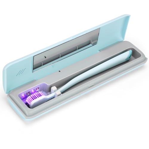 YourMate UVC Toothbrush Case Travel Toothbrush Covers Case for Houshold and Traveling Power by AA Battery or USB-C Blue - color: Blue