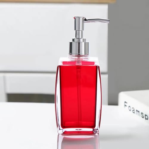 Bathroom Accessories Set,Soap Dispenser,Soap Dish,Toothbrush Holder, Tumbler, Acrylic Bathroom Accessories Set Complete, Modern Bathroom Décor, Gift for Home (RED-4PCS) - color: Red-4pcs