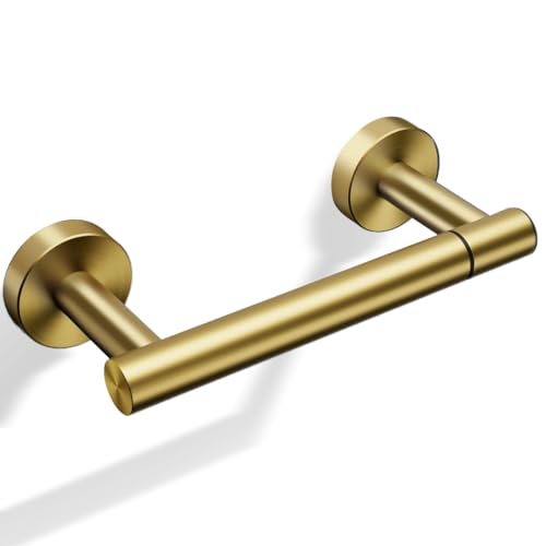 Day Moon™ Toilet Paper Holder Wall Mount, Modern Roll Holder for Bathroom, Stainless Steel Rustproof Double Post Pivoting Tissue Roll Holder for Bathroom, Classic, Gold - color: Gold