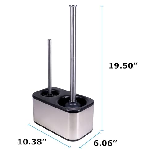 Blue Donuts Toilet Brush and Plunger Set with Holder, Sleek Minimalist Modern Stainless Steel Bathroom Accessories Toilet Plunger and Toilet Bowl Brush Combo - color: Stainless