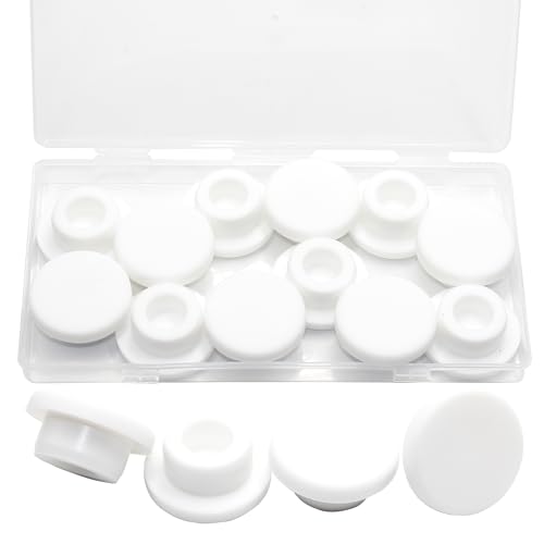 EASYEAH T-Shaped Silicone Plugs 7/8 in Soft Flexible Rubber Stopper 23 mm/0.91 in Tube End Cap Cover Waterproof Sealing Hole Plugs for Bottles Pipes, White, 12 Pcs - size: 23mm(0.91")