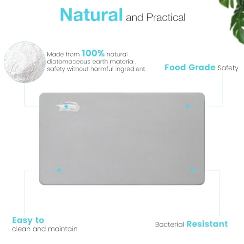 Large Diatomite Stone Bath Mat, Premium Non-Slip Natural Diatomaceous Earth Bathtub Quick Drying Mats for Bathroom Floor (30" x 17" Light Gray) - color: Light Grey, size: 30" x 17"