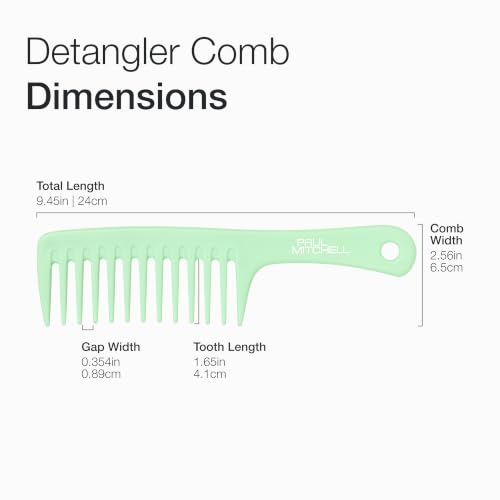 Paul Mitchell Detangler Comb, Wide Tooth Comb Detangles Wet or Dry Hair - color: Seafoam - 9.62 in.Length (Pack of 1)