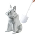 Comeon Ceramic Dog White/Black Toilet Brush and Holder Set, Plastic Handled Scrub Brush for Bathroom Cleaning,13.7"*6.3" (White) - color: White, size: Dog