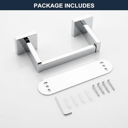 Toilet Paper Holder Wall Mount Polished Chrome, Stainless Steel Toilet Tissue Roll Holder Bathroom Square Toilet Paper Towel Roll Holder, Double Post Pivoting Tissue Handle - color: Polished Chrome