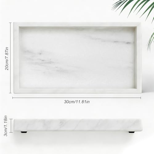 Natural Marble Tray, Stone Tray for Bedroom/Bathroom/Kitchen/Vanity Countertop, Jewelry Tray for Rings Earrings Necklace Bracelet Watch, Room Decor Aesthetic - color: Precious Black, size: 11.8" x 5.1" x 1.2"