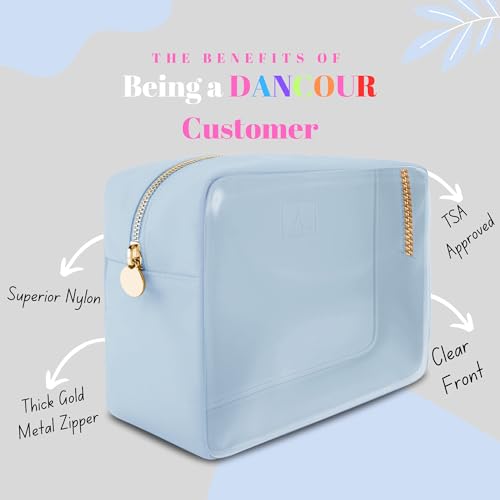Large Clear Makeup Bag TSA-Approved Travel Cosmetic Pouch Spacious Transparent Toiletry Bag for Women and Girls Waterproof Clear Organizer Case Light Blue - color: Light Blue, style: Large