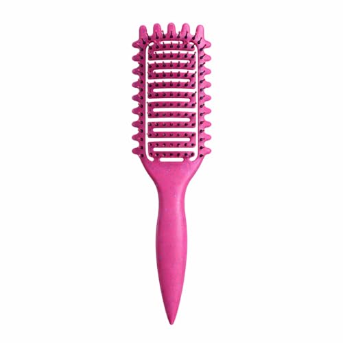 Curl Defining Brush for Curly Hair, Vented Detangling Hair Brush for Wet and Dry Styling, Curved Brush for Shaping and Smoothing Curl Clumps, Lightweight Hair Brush (Red) - color: Red