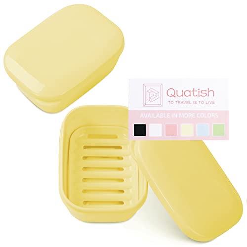 Quatish 2 Pack Travel Soap Container, Portable Soap Holder with Lid, Travel Bar Soap Holder, Soap Case for Camping Gym Travel, Soap Box for Bathroom, Yellow - color: Yellow