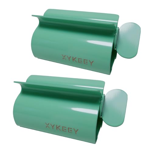 XYKEEY Toothpaste Tube Squeezer - Set of 2 Toothpaste Squeezer Rollers, Metal Toothpaste Tube Wringer Seat Holder Stand (Green) - color: Green
