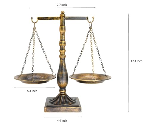 Owlgift Set of 2 Vintage Metal Libra Jewelry Towers Display Cosmetic Organizer Storage, Scale Centerpiece Stand, Antique Jewelry Storage, Farmhouse Candleholder Display – Bronze, 7.7“ W x 12.1“ H - color: 2 Bronze