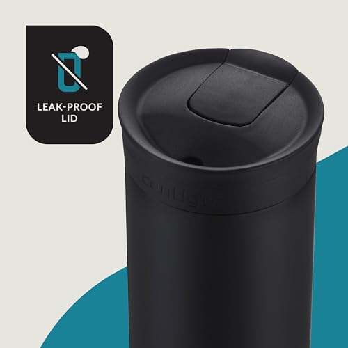 Contigo HuronTravel Mug Screw Cap Stainless Steel Drinking Cup - color: Licorice, size: 16oz
