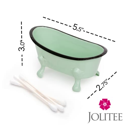 Rustic Enamel 1 Piece 5.5" Metal Clawfoot Mini Bathtub Soap Dish Mini Bath Tub Decoration Clawfoot Tub Soap Caddy Mint - color: Mint