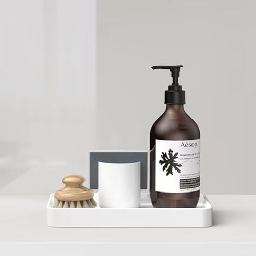 Gurygo 2 Pack 8" Ceramic Vanity Tray - Kitchen Tray for Soap Bottles - Small Rectangular Vanity Tray for Bathroom - Vanity Trays for Bathroom - Kitchen Soap Dispenser Tray,White - color: White, size: 7.9";Set/2
