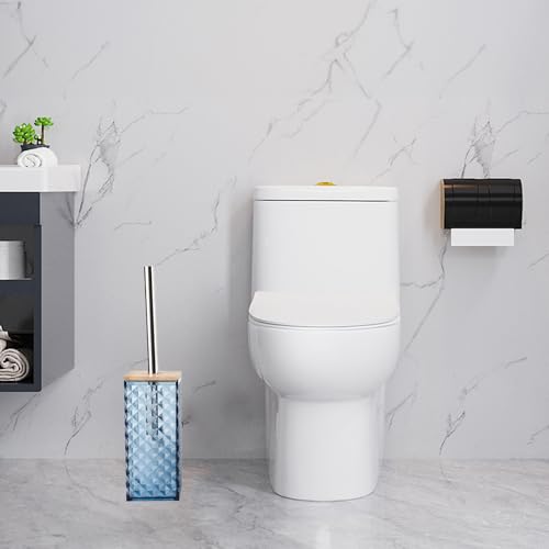 Blue Bathroom Accessory Set, 6 PCS Blue Bathroom Accessories Set, Soap Dispenser, Toothbrush Holder, Soap Dish, Mouthwash Cup, Cotton Swab Holder and Toilet Brush, Acrylic - color: Blue