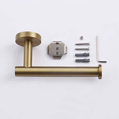 TASTOS Brushed Gold Toilet Paper Holder SUS304 Stainless Steel, Modern Round Tissue Roll Holders Wall Mount, Toilet Paper Roll Dispenser Bathroom 5 inch TP Holder for Kitchen Washroom - color: Brushed Gold