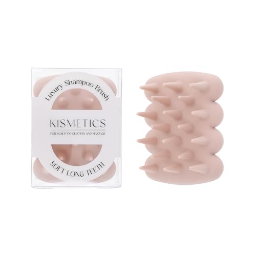 Silicone Shampoo Brush & Scalp Massager Exfoliator for Dry, Itchy & Dandruff Relief Ergonomic Scrubber for Deep Hair Washing - Light Pink - color: Light Pink