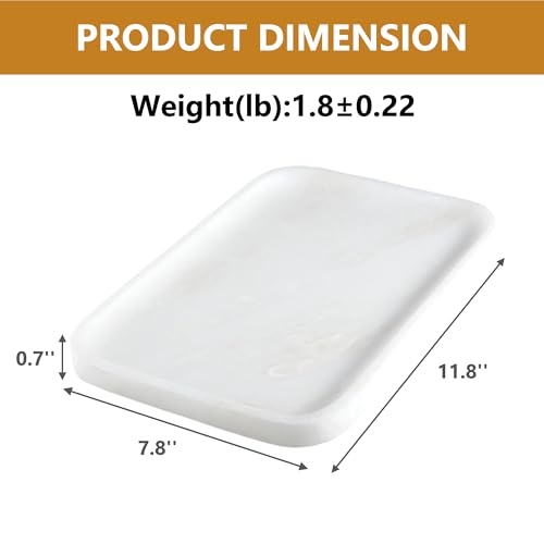 Karibiber Vanity Tray, 11.8inch Marble Bathroom Tray for Countertop, White Marble Bathroom Dresser, Stone Serving Tray for Kitchen Counter, Storage Organizer for Decor, Perfume, Jewelry - color: Namib Bianco