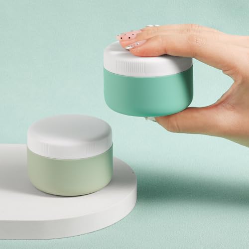 kuangre Travel Containers for Toiletries, Silicone Cream Jars BPA-Free, Leak-proof 3oz Travel Size Containers, Portable Size Silicone Jars with Lid for Cosmetic Face Hand Body Cream (4 Pack) - color: Mint, size: 3 Ounces
