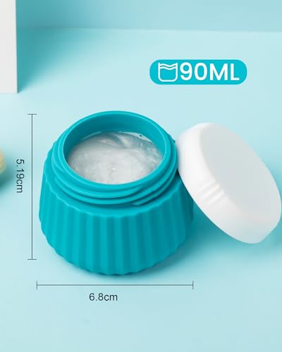 Mrsdry Travel Containers for Toiletries 4 Pack, TSA Approved Travel Size Toiletries, Travel Size Containers, With Clear Bag Leak Proof Silicone Jars, Travel Essentials Creams Jars Carrying Small Items - color: Blue, size: 3 oz