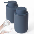 INGOFIN Ceramic Foaming Soap Dispenser Set, 2 Pack (12 oz) Bathroom Foam Hand Soap Dispenser with Pump, Hand and Dish Dispenser Set with 8 Pcs Clear Stickers,for Kitchen- Matte Blue - color: Blue-foam