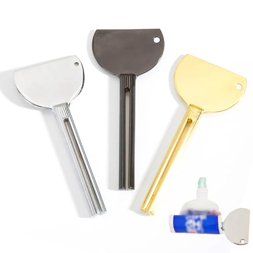 3 Pcs Toothpaste Tube Squeezers,Stainless Steel Toothpaste Squeezer,Metal Manual Dispenser Roller Tube Wringer,Tube Key Tooth Paste Squeezer for Home Toothpaste Paint,Cream, Cosmetic and Hair Dye - color: 3 Color