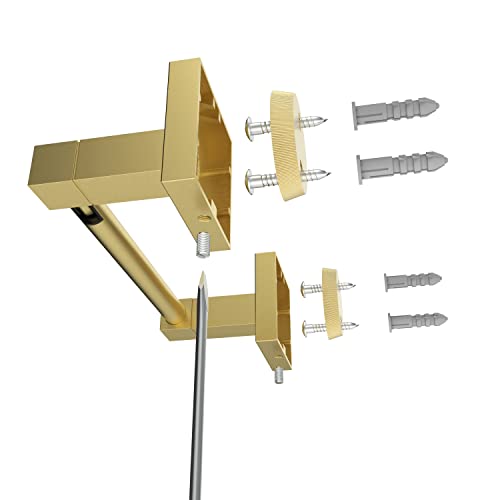 Ruacq Gold Toilet Paper Holder Double Post Pivoting Square Tissue Holders Roll Holder Hangers Brushed Gold Toilet Paper Stand Bathroom Stainless Steel and Zinc Alloy Modern Wall Mounted - color: Brushed Gold, size: Square