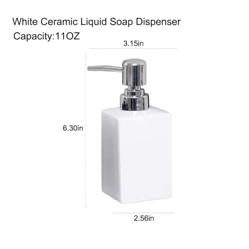 11OZ White Square Soap Dispenser for Bathroom Liquid Hand Pump Dispenser - color: Square