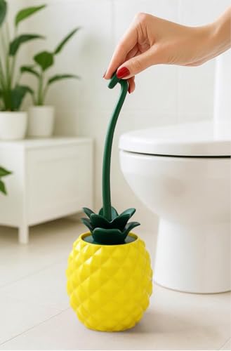 Deep & Sturdy Toilet Bowl Brush with Holder - Pineapple Bowl Brush - Durable Scrubbing - Toilet Cleaners - Household Essentials - Bathroom Cleaner - Cleaning Supplies - Household Supplies - color: Pineapple