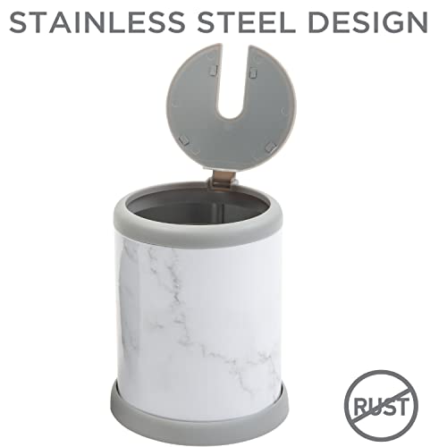 Bath Bliss Toilet Brush and Holder | Self Closing Lid | 360 Degree Brush Head | Bathroom Cleaning | Compact Size | Storage and Organization | Marble - color: Marble, size: 1 Pack