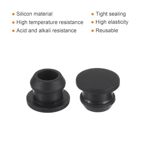 MECCANIXITY Silicone Snap in Locking Hole Plugs,Rubber Panel Seal Cover Flush Type Panel Round for Kitchen Rubber Bulkheads Waterproof Sealing Plugs 8mm/0.3 Inch Diameter Black,Pack of 10 - size: 8mm