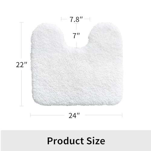 Disolla Toilet Mat 22x24 White - Non Slip Fluffy U-Shaped Contour Rug, Ultra-Soft Plush Toilet Floor Mat, Absorbent & Machine Washable - color: White, size: 1'10" x 2' (22''x24'' Toilet Rug)