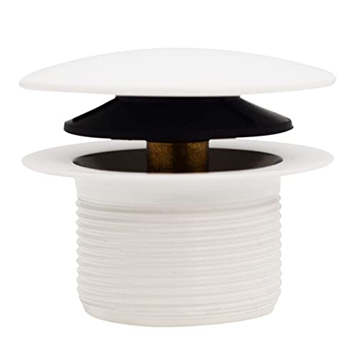 Westbrass A398RK-50 1-1/2" NPSM Coarse Thread Mushroom Tip-Toe Bathtub Drain Stopper with Illusionary Overflow Faceplate, Powder Coat White - color: Powder Coat White
