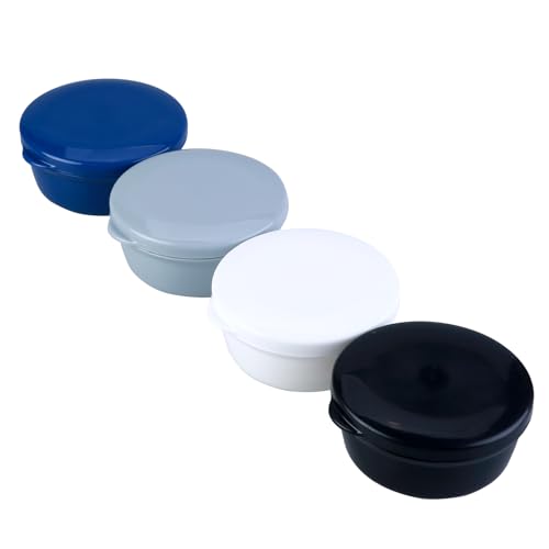 4Pack Travel Soap Case, Travel Soap Container, Shampoo Bar Holder with Lid | for Camp Gym Hiking, Soap Box for Keep Toiletries Organized - color: Black White Blue Gray