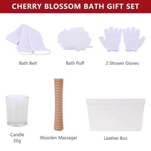 Spa Gift Basket For Women - Japanese Cherry Blossom Spa Set. Christmas Bath and Body Gift Basket for Girlfriend/Wife. Bath & Body for Holiday Gift #1 Spa Basket for Her