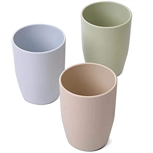 3 Pack of ALINNA Bathroom Tumbler Toothbrush Cups, 400ml Toothbrush Holder, Blue Green Coffee Colours Bathroom Cup Set, Tooth Brushing Tumbler, Reusable Bathroom Drinking Cup Rinsing Cups