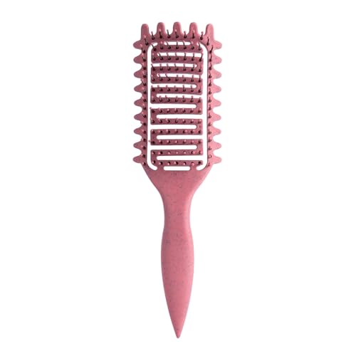 Curl Defining Brush for Curly Hair, Vented Detangling Hair Brush for Wet and Dry Styling, Curved Brush for Shaping and Smoothing Curl Clumps, Lightweight Hair Brush （Pink） - color: Pink