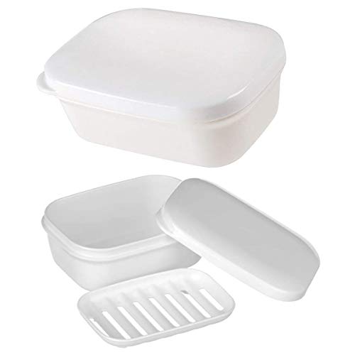 LENITH Travel Soap Dish Soap Case Holder Portable Clear Soap Container Box Bathroom/Gym Shower/Outdoor Camping (Square White) - color: Square White