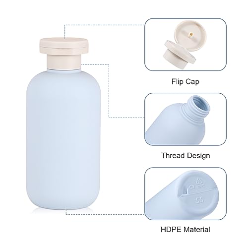 6.8 oz Plastic Travel Shampoo Bottles, Refillable Flip Cap Squeeze Bottles for Toiletries, Large Leakage-proof Travel Shampoo and Conditioner Container (Blue) - color: Blue, size: 200ml/6.8oz