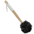 Long Handle Back Scrubber for Shower - About 16.5" Bath Brush with Non-Slip Grip - Body Loofah for Deep Exfoliation, Skin Polishing & Limited Mobility - color: White-rubber Black