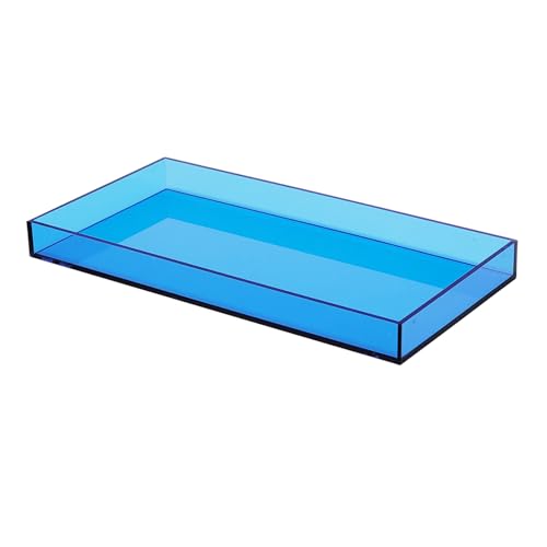 ROYALITA Acrylic Tray Bathroom Tray for Countertop, Guest Towel Holder Tray for Napkin Perfume Jewelry Makeup, Vanity Trays for Soap Dispenser, Aromatherapy, Cup & Candle, Blue - color: Blue